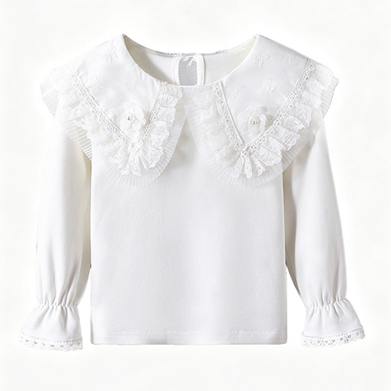 Mädchen Bluse mit romantischem Rüschensaum und feiner Stickerei Drune