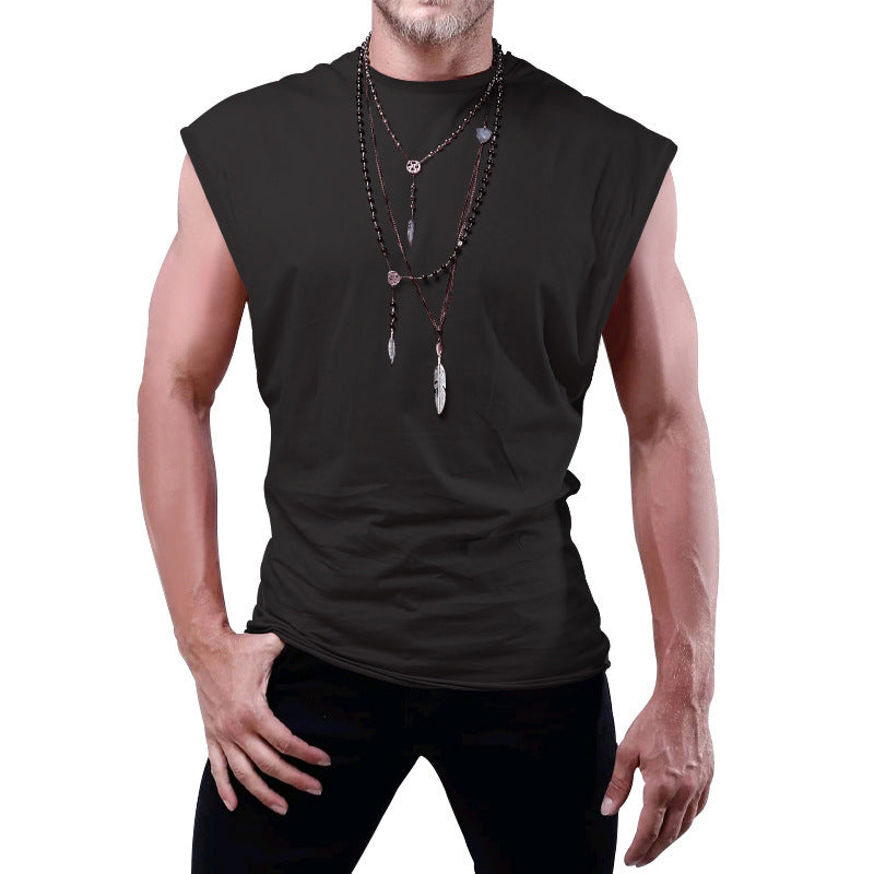 Herren nan tailliertes ärmelloses Muskelshirt aus Baumwollmix mit breiten Schulterpartien Drune