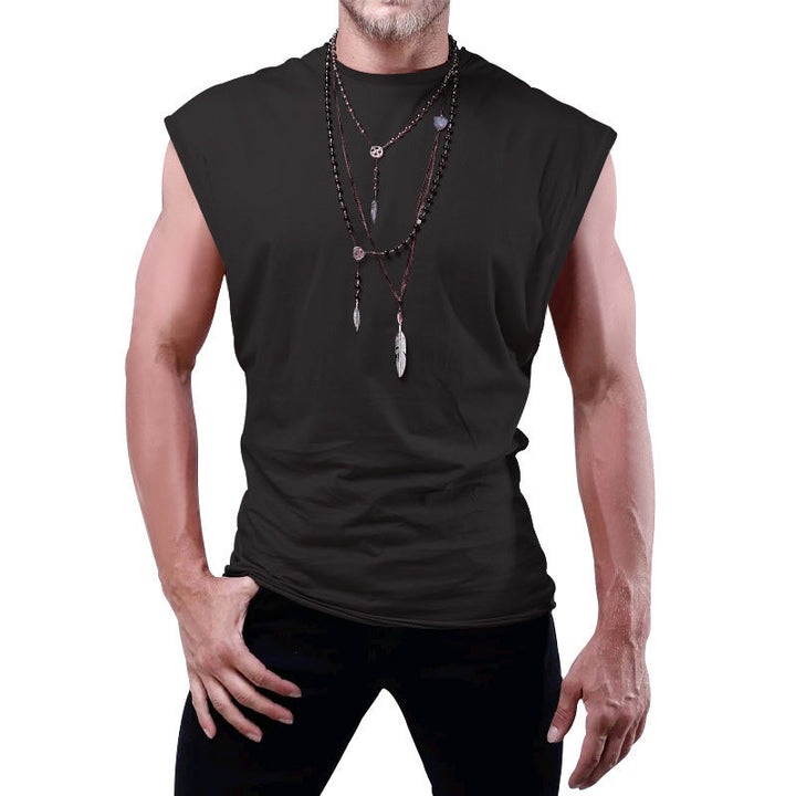 Herren nan tailliertes ärmelloses Muskelshirt aus Baumwollmix mit breiten Schulterpartien Drune