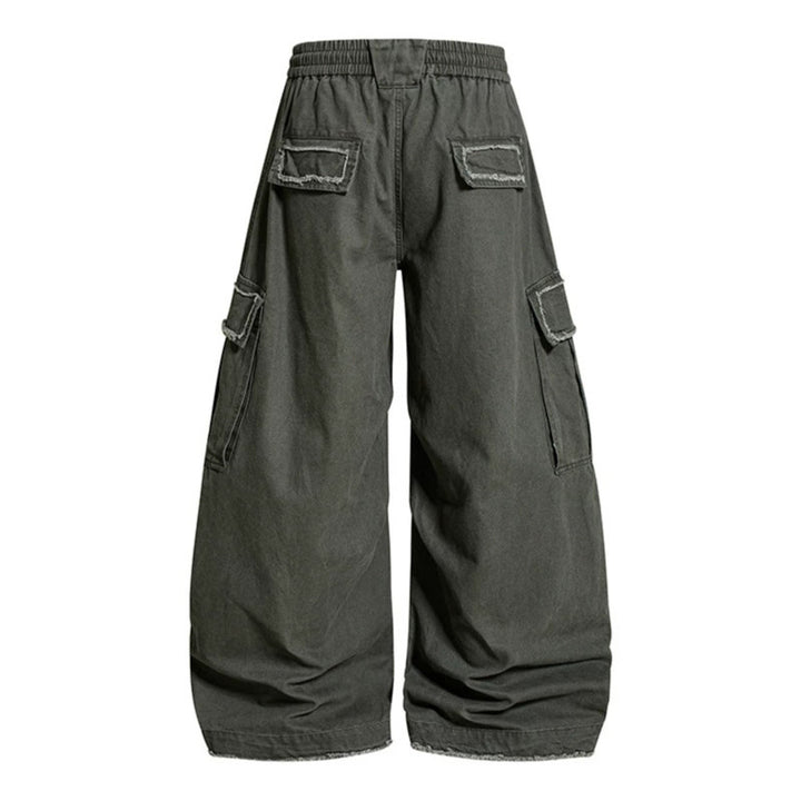 Damen Weite Cargo-Hose mit elastischem Bund, Cargo-Taschen und verstellbarem Saum Drune