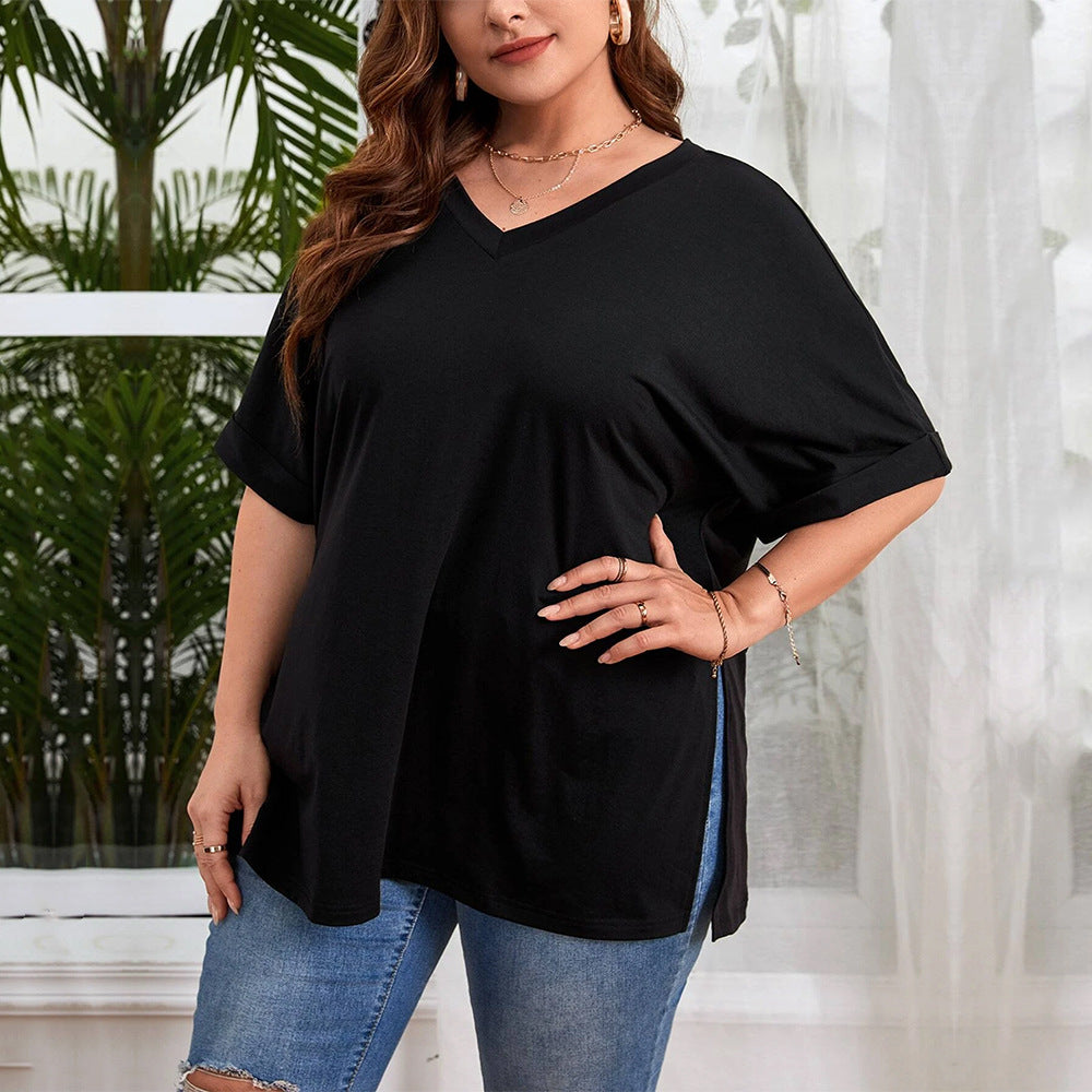 Damen V-Ausschnitt T-Shirt Drune