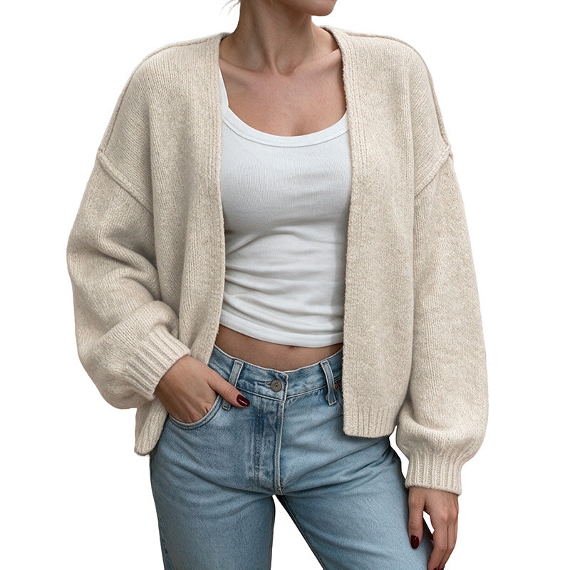 Damen Oversize-Strickcardigan mit Ballonärmeln und offener Front Drune