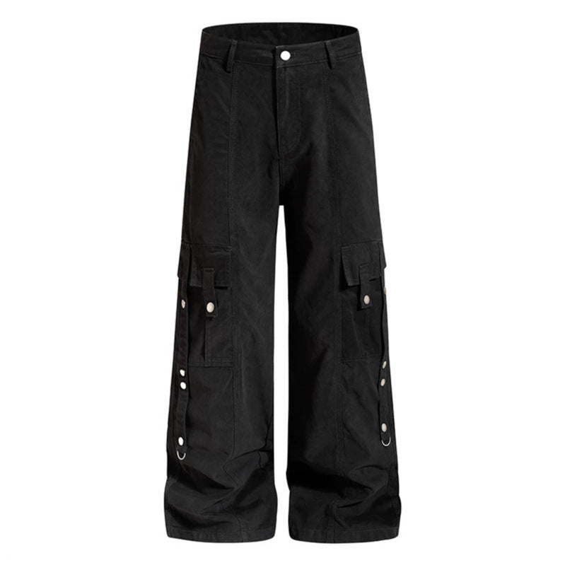 Damen Weite Cargo-Culottehose mit Multi-Taschen und Druckknopf-Seitenverstellung Drune