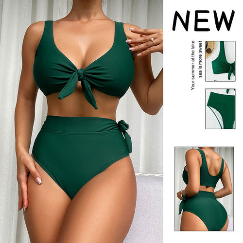 Damen Hochtaillierter Bikini mit bindbarem Crop-Top Drune