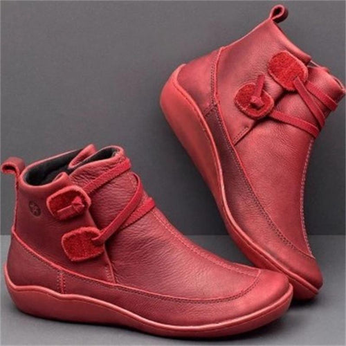 Damen elegante knöchelhohe Komfort-Stiefelette mit doppeltem Riemenverschluss und flexibler Leichtsohle Drune