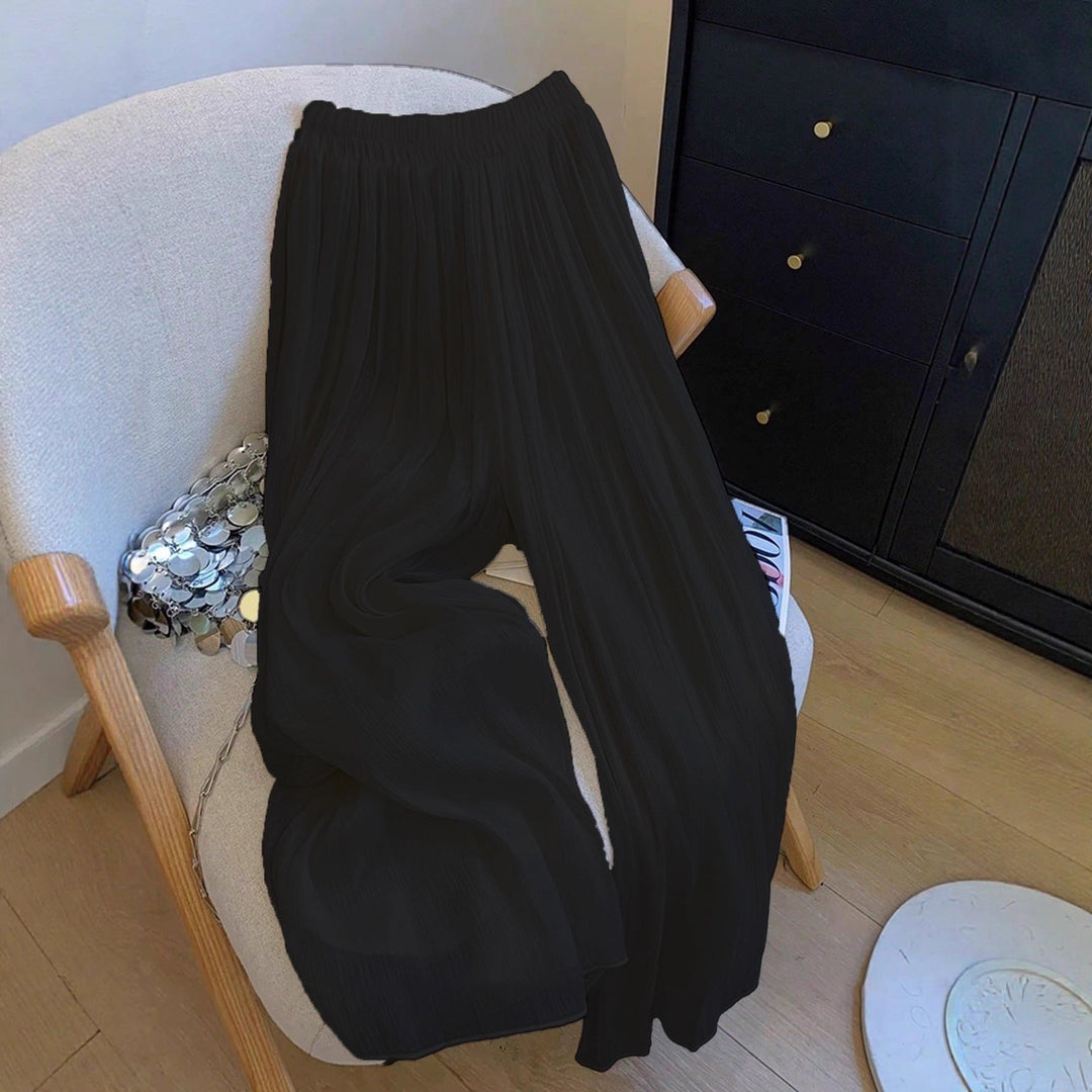 Damen Weite Plissee-Hose mit elastischem Taillenbund Drune