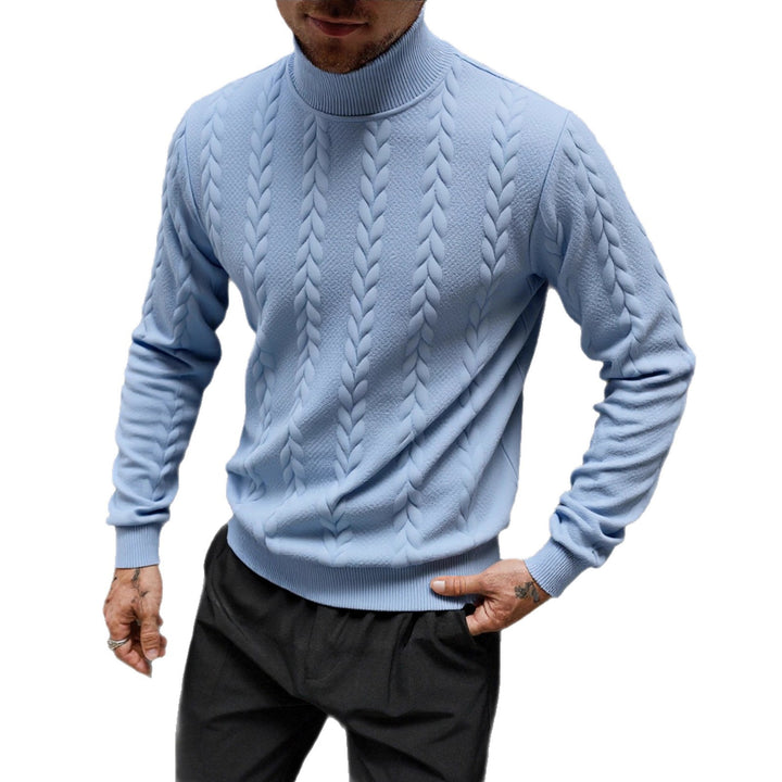 Herren Grobstrick-Rollkragenpullover mit Zopfmuster und gerippten Bündchen Drune