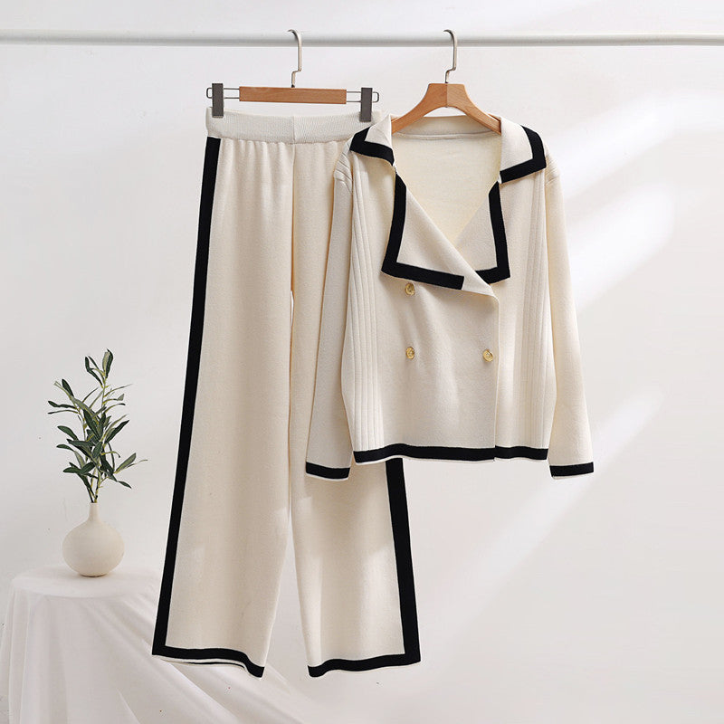 Damen elegantes Loungewear-Set mit Kontrastdetails Drune