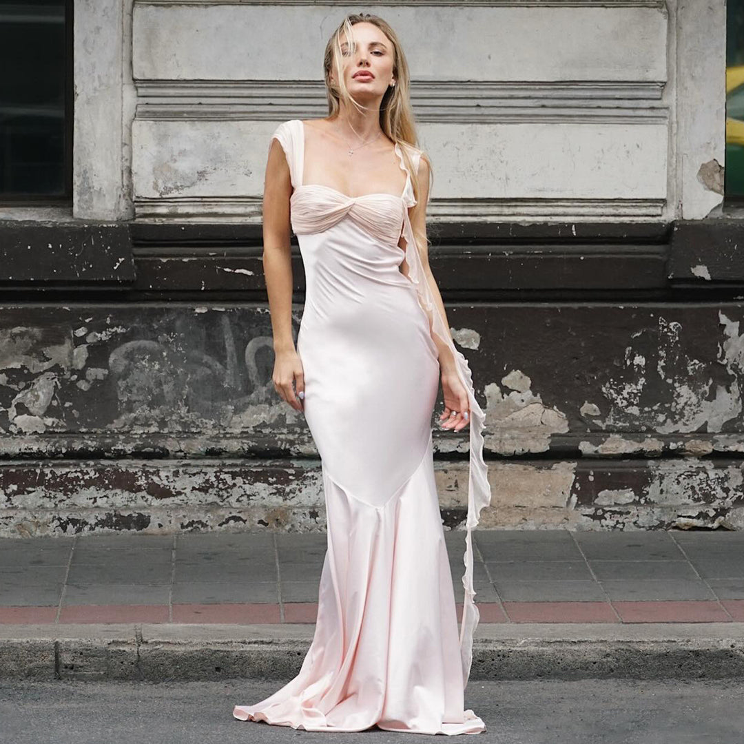 Damen Abendkleid mit eleganter Raffung und schimmerndem satinischem Finish Drune