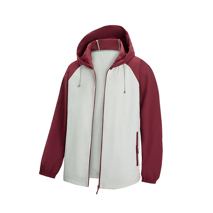Herren Leichte Kapuzen‑Windbreaker‑Jacke mit Raglanärmeln, Zwei-Wege‑Reißverschluss und verdeckten Reißverschlusstaschen Drune