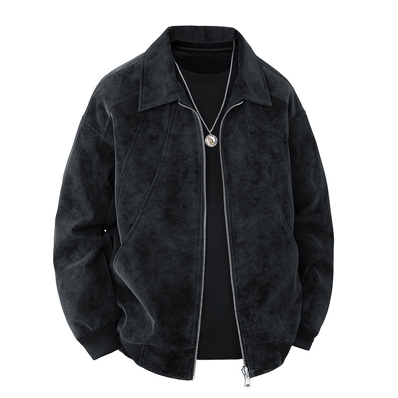 Herren elegante Wildlederjacke mit strukturiertem Schnitt Drune