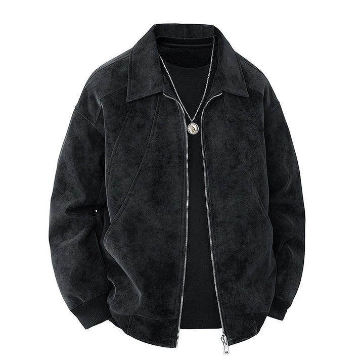Herren elegante Wildlederjacke mit strukturiertem Schnitt Drune