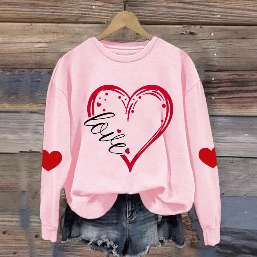 Damen Gemütlicher Pullover mit Herzmotiv Drune