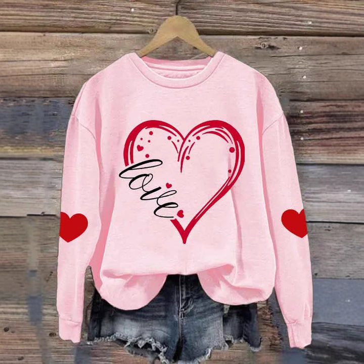Damen Gemütlicher Pullover mit Herzmotiv Drune