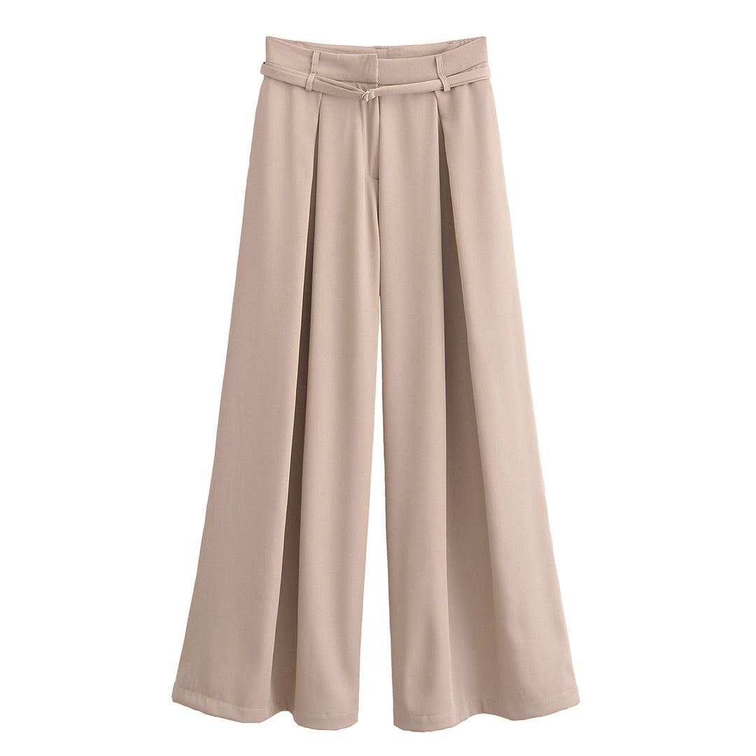 Damen Palazzo-Hose mit Bundfalten, extra weitem Bein und feinem Bindegürtel Drune