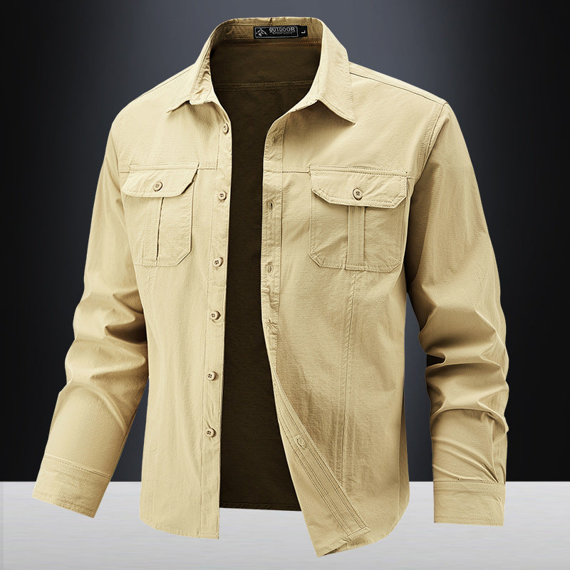 Herren Lässige Hemdjacke mit Brusttaschen Drune