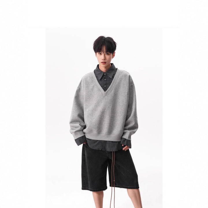 Herren Lässiger V-Neck Pullover Drune
