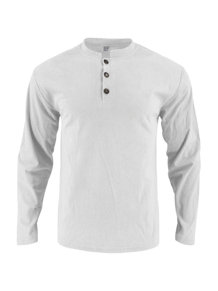 Herren Langarmshirt mit modischer Stehkragen und Knopfleiste Drune