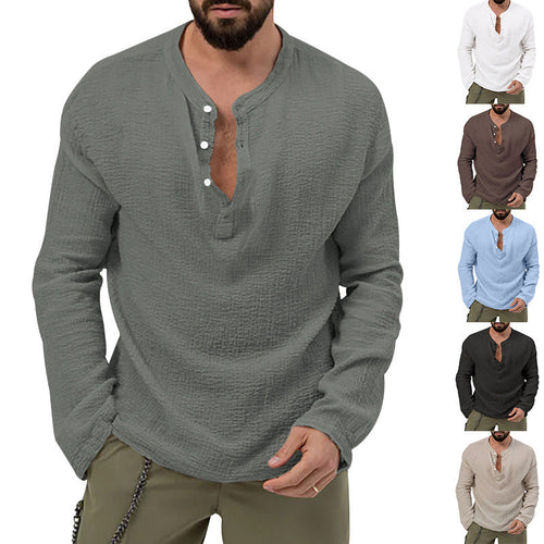Herren Langarmshirt mit Knopfleiste Drune