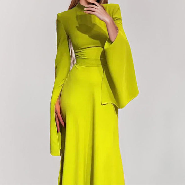 Damen Maxikleid mit schulterfreiem Design und eleganten Glockenärmeln Drune