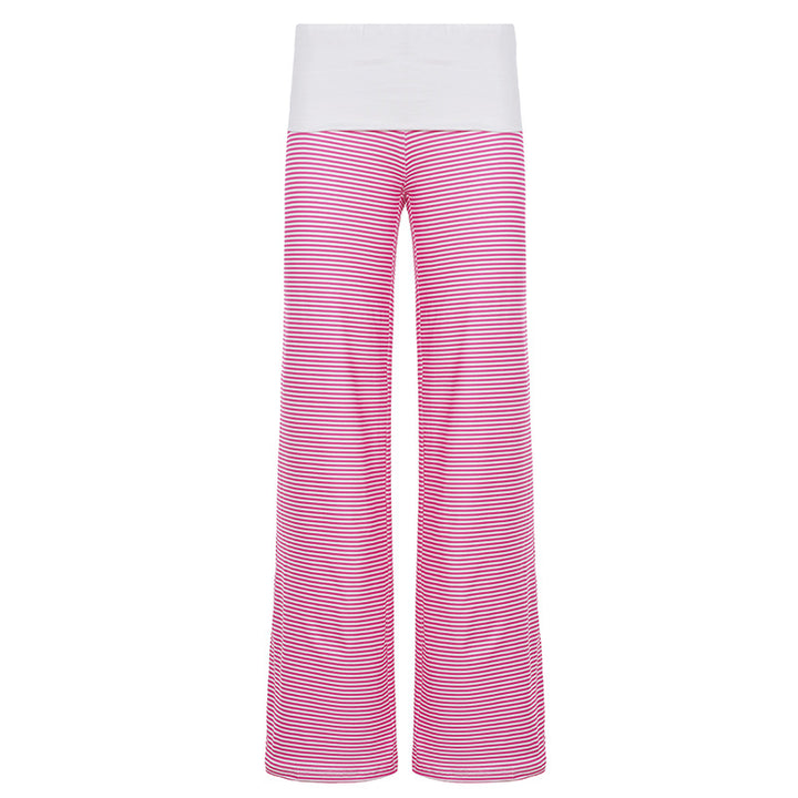 Damen Flared Hose mit feinen Streifen und hohem Bund Drune