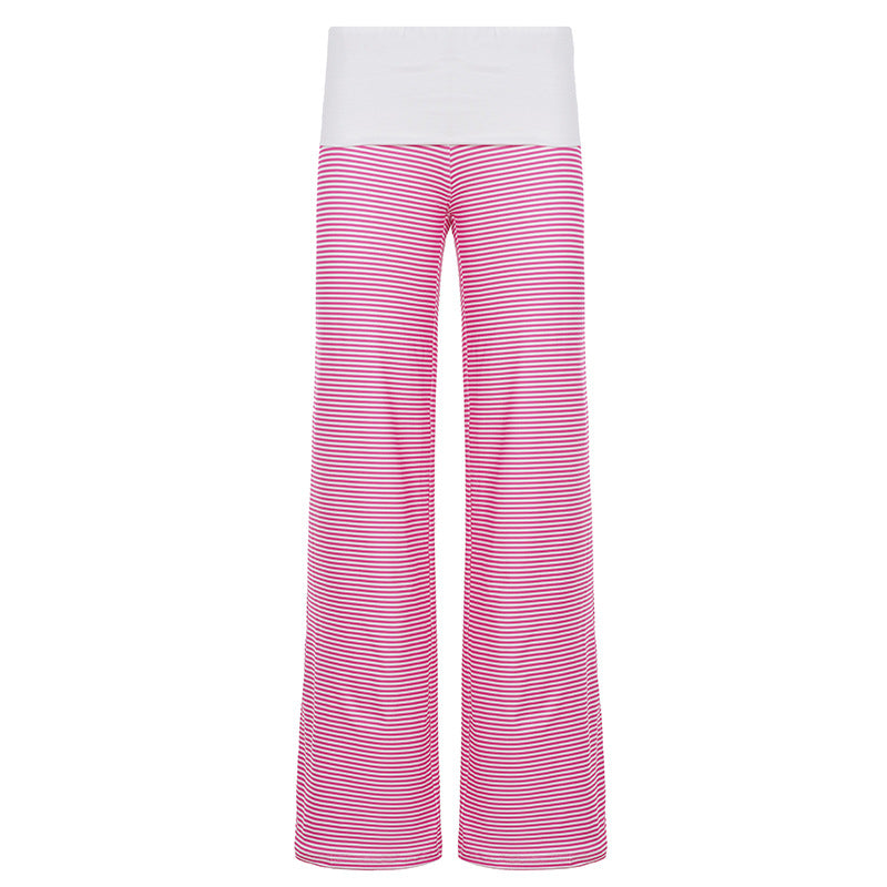 Damen nan Loungehose mit hohem Umschlagbund weitem Bein und feinem Streifenmuster Drune