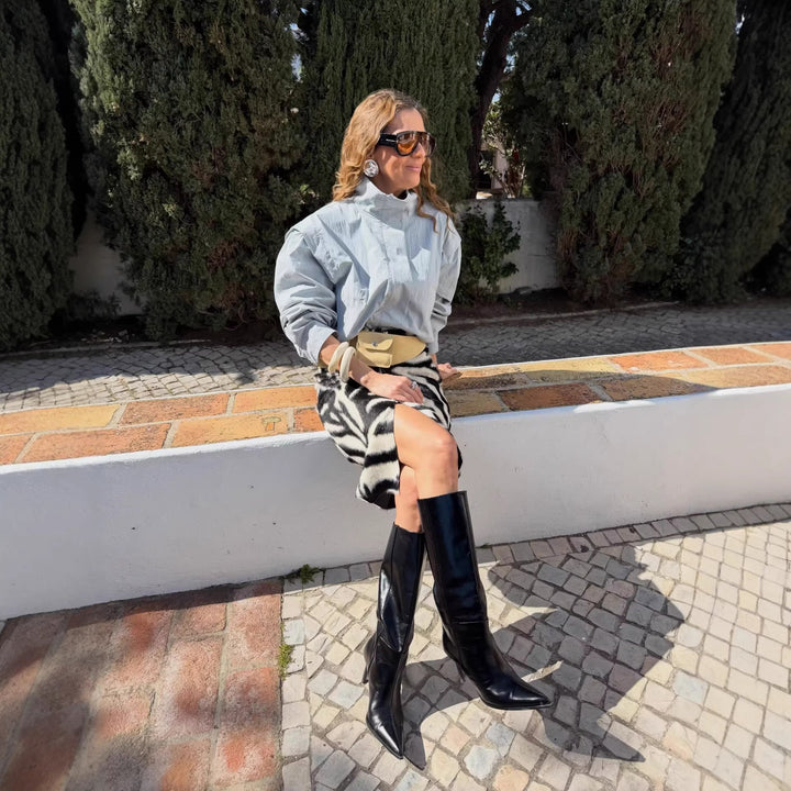 Damen Cropped-Übergangsjacke mit Stehkragen und gerafften Schulterdetails Drune