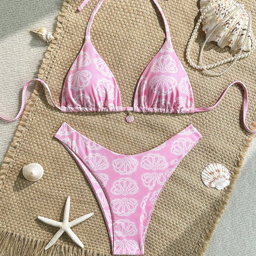 Damen Triangel-Bikini mit floralem Muster und komfortablem Schnitt Drune