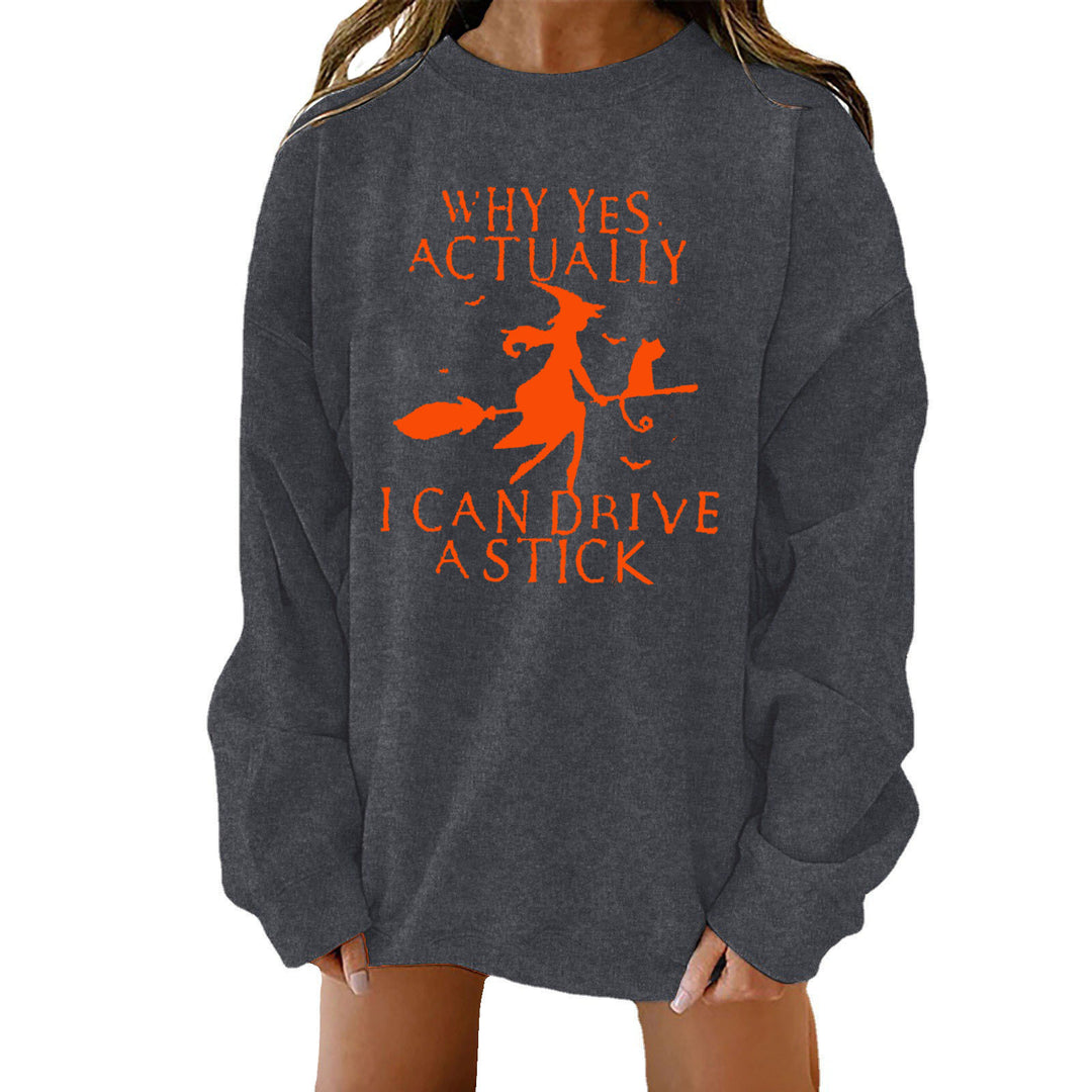 Damen Sweatshirt mit kreativem Hexenmotiv Drune