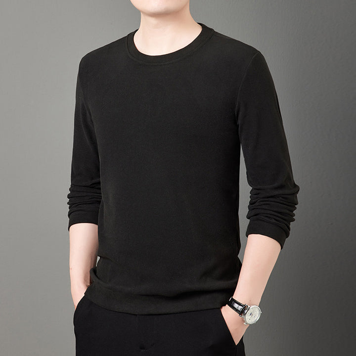 Herren Feiner Rundhals-Pullover aus leichtem Stretch-Strick mit schmaler Silhouette Drune