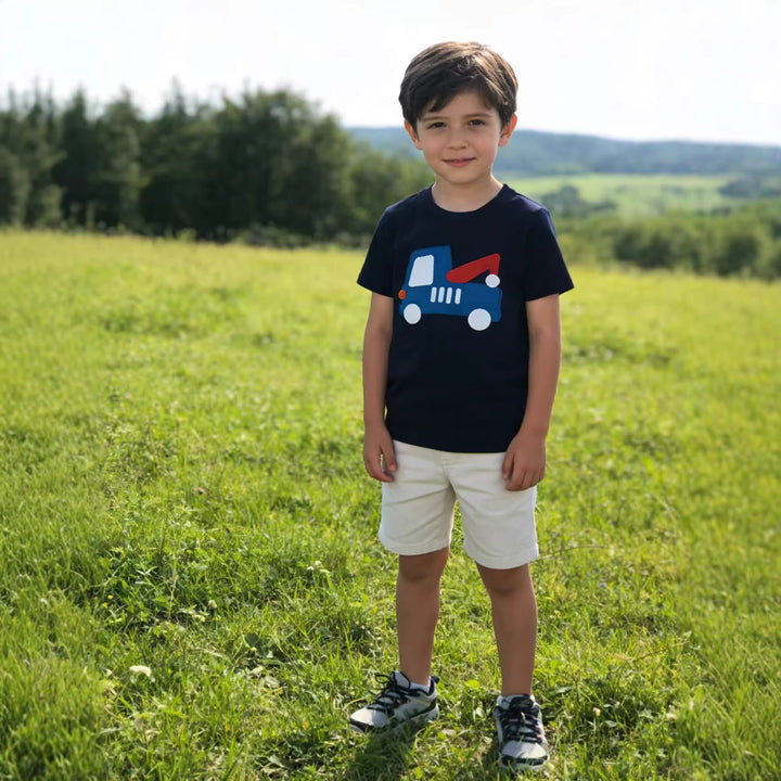 Jungen T-Shirt mit robustem Pionierfahrzeug-Applikation Drune