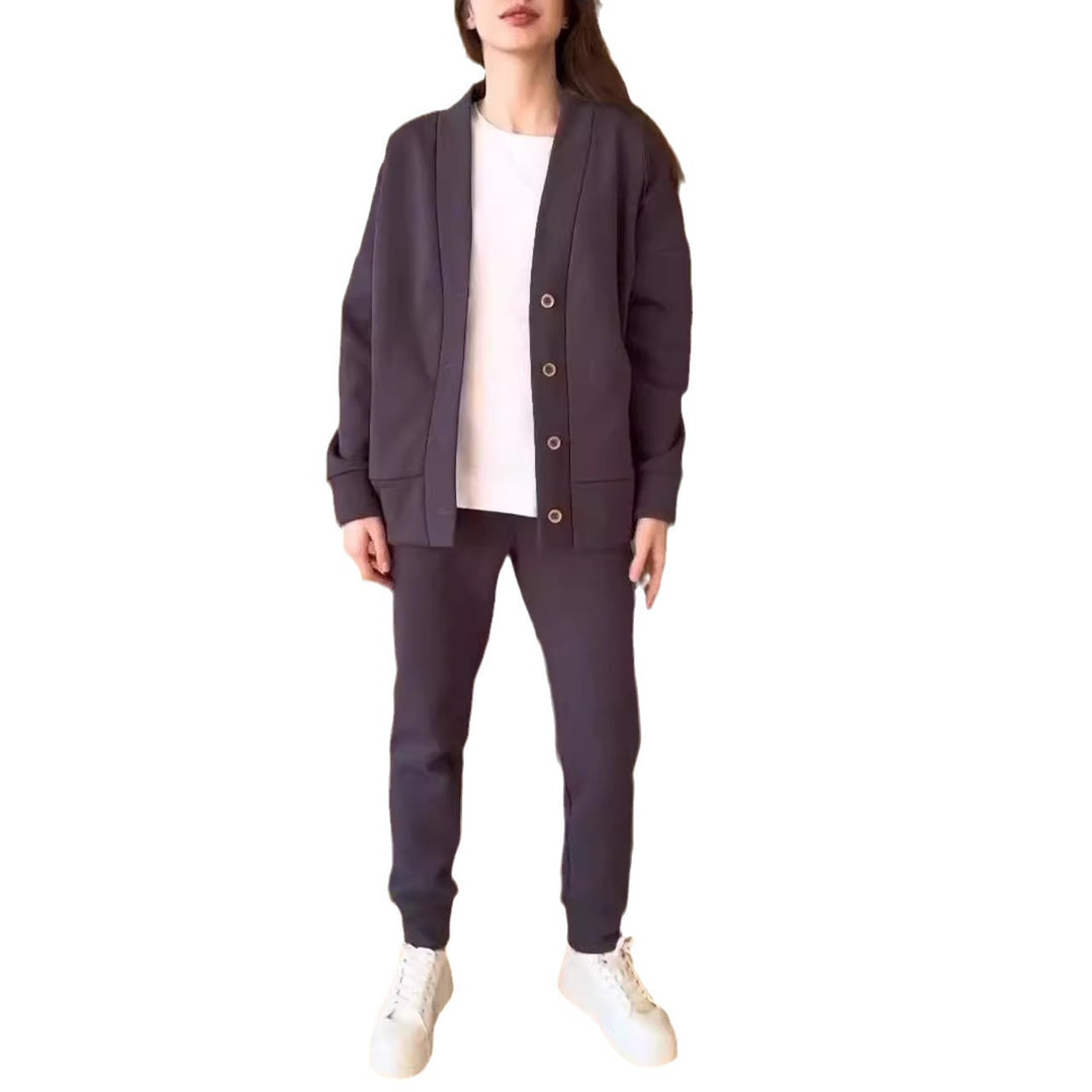 Damen lässige Oversized Sweatjacke mit Knöpfen Drune