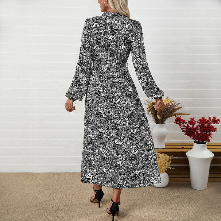Damen Maxi-Kleid mit tailliertem Schnitt und floralen Mustern Drune
