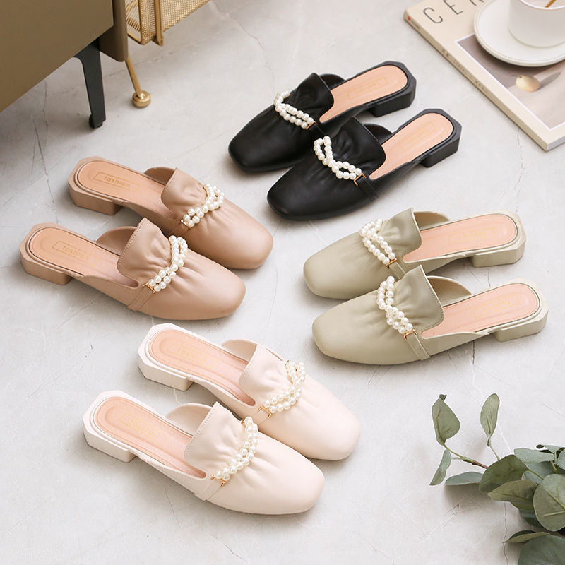 Damen Elegante Mules mit perlenverziertem Design und komfortablem Fußbett Drune
