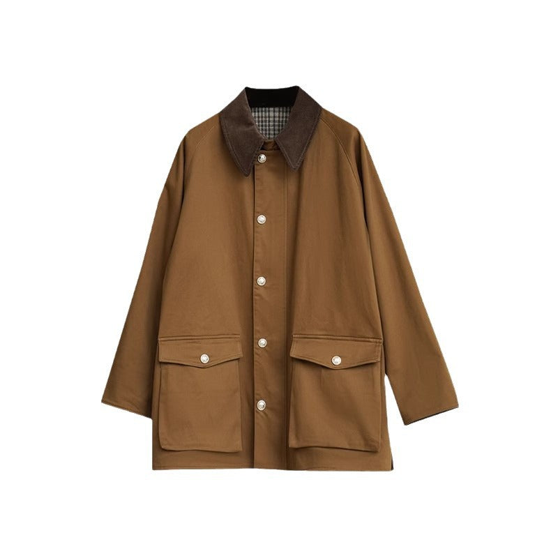 Damen Stilvolle Übergangsjacke mit praktischem Kragen und großen Taschen Drune
