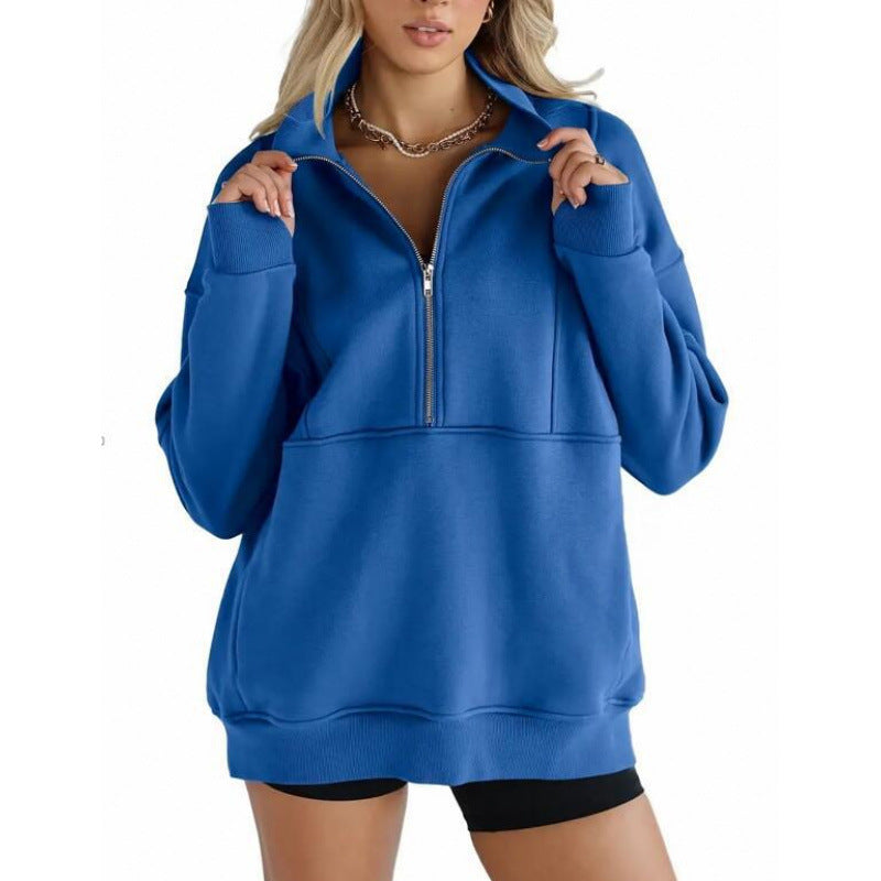 Damen Sweatshirt mit halbem Reißverschluss und oversized Schnitt Drune