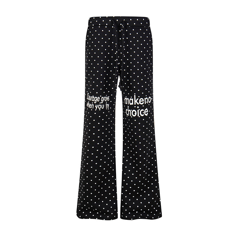Damen Weite Lounge-Hose mit Kordelzug, ausgestelltem Bein und Statement-Print Drune