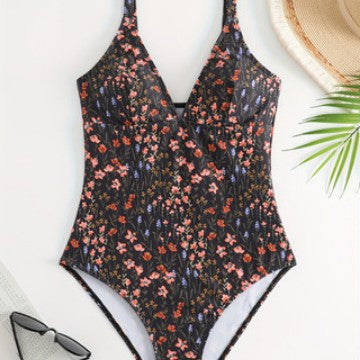 Damen eleganter und figurbetonter Badeanzug mit floralem Design Drune