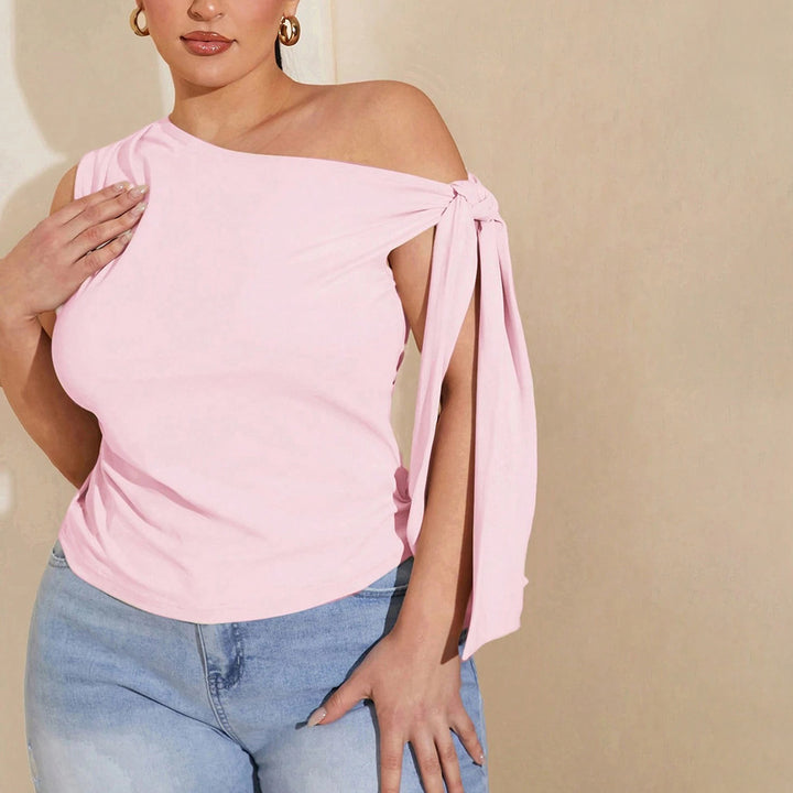 Damen asymmetrisches Top mit bindbarem Design Drune
