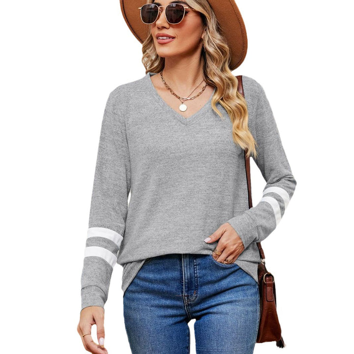 Damen V-Ausschnitt Sweatshirt mit grafischem Schulterdesign Drune