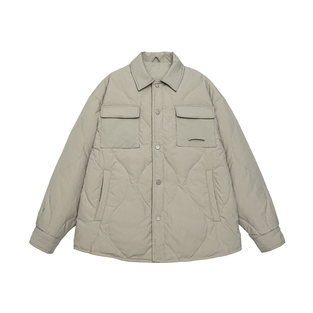 Herren Gesteppte Oversize-Hemdjacke mit Steppung, Druckknöpfen und Brusttaschen Drune