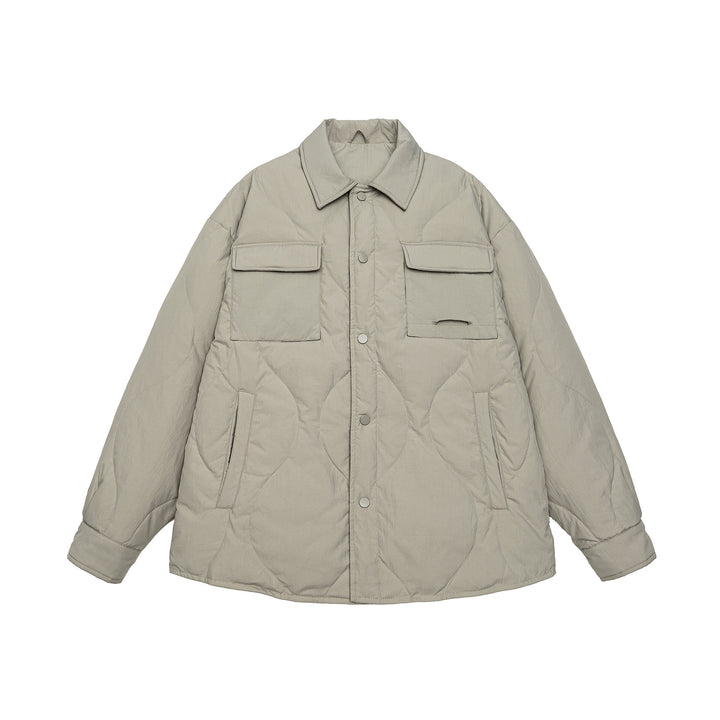 Herren Gesteppte Oversize-Hemdjacke mit Steppung, Druckknöpfen und Brusttaschen Drune