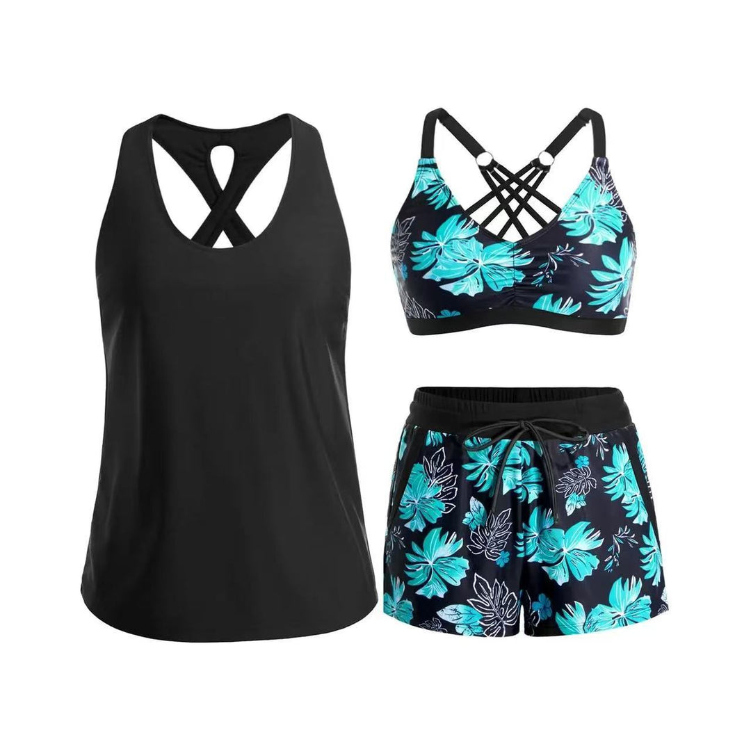 Damen Sport-Badeanzug-Set mit modischem Racerback und Shorts Drune