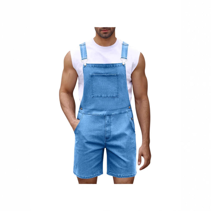Herren Denim-Latzshorts mit modernen Taschen und verstellbaren Trägern Drune