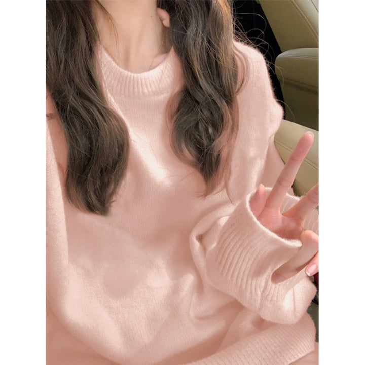 Damen Feiner Grobstrickpullover mit weichem Stoff und klassischem Rundhalsausschnitt Drune