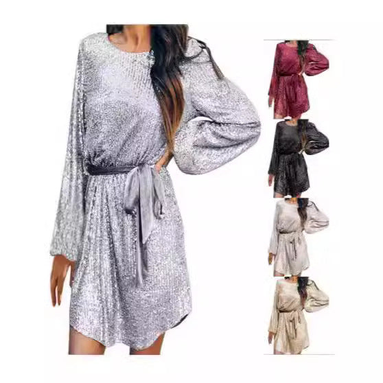 Damen Glitzerndes Jerseykleid mit eleganter Taillierung Drune