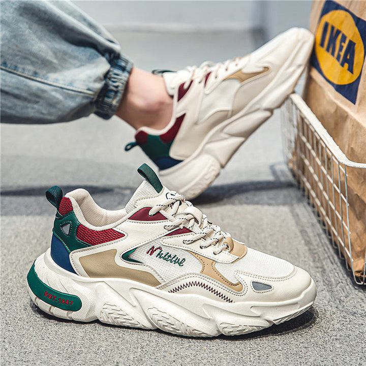 Damen modische Chunky Sneakers mit atmungsaktiver Oberflächenstruktur Drune