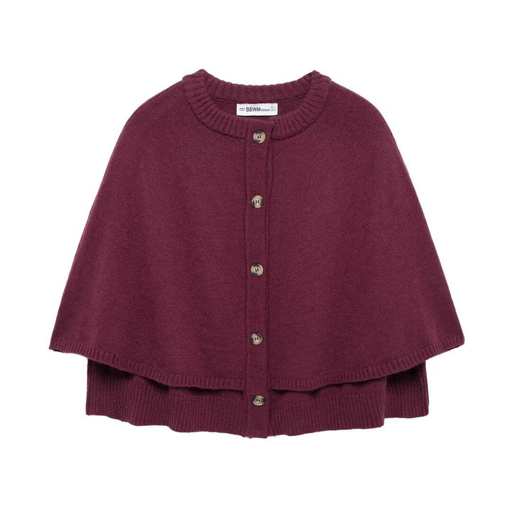 Damen Cape-Cardigan mit Knopfleiste und zweilagigem Umhang Drune