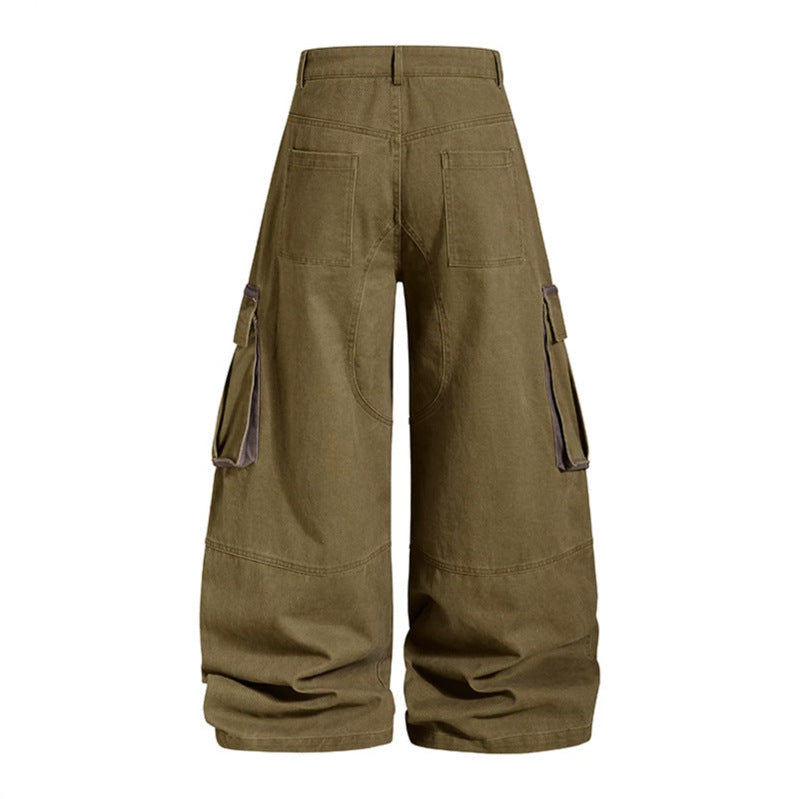 Damen Weite Cargo-Culotte-Hose mit hoher Taille, großen Klappentaschen und markanten Nahtdetails Drune