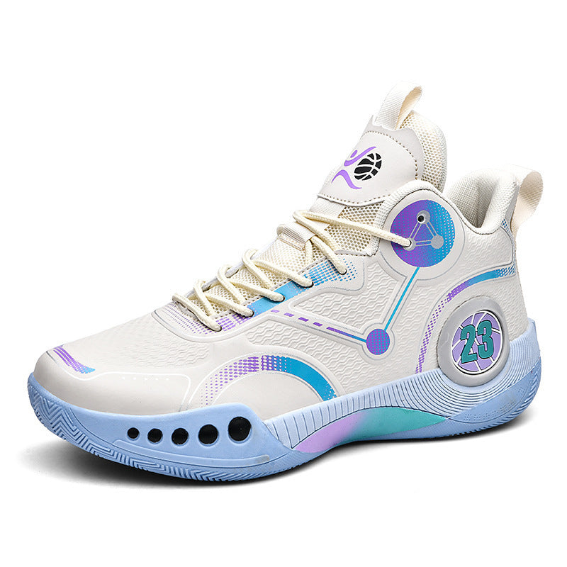 Herren gepolsterter High-Top Basketballschuh mit holografischen Akzenten und griffiger Gummilaufsohle Drune